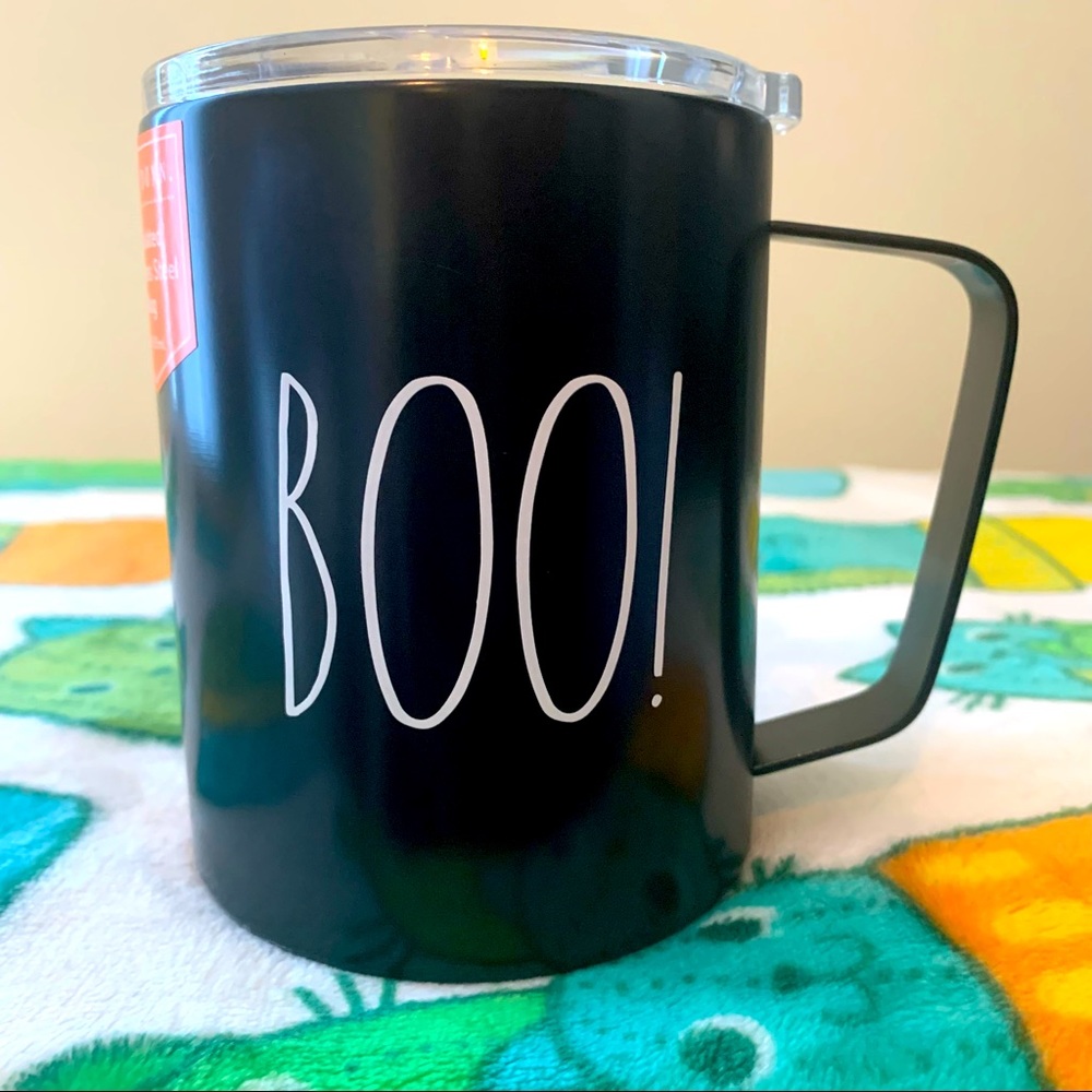 BNWT Rae Dunn Black BOO Insulated Stainless Steel Mug